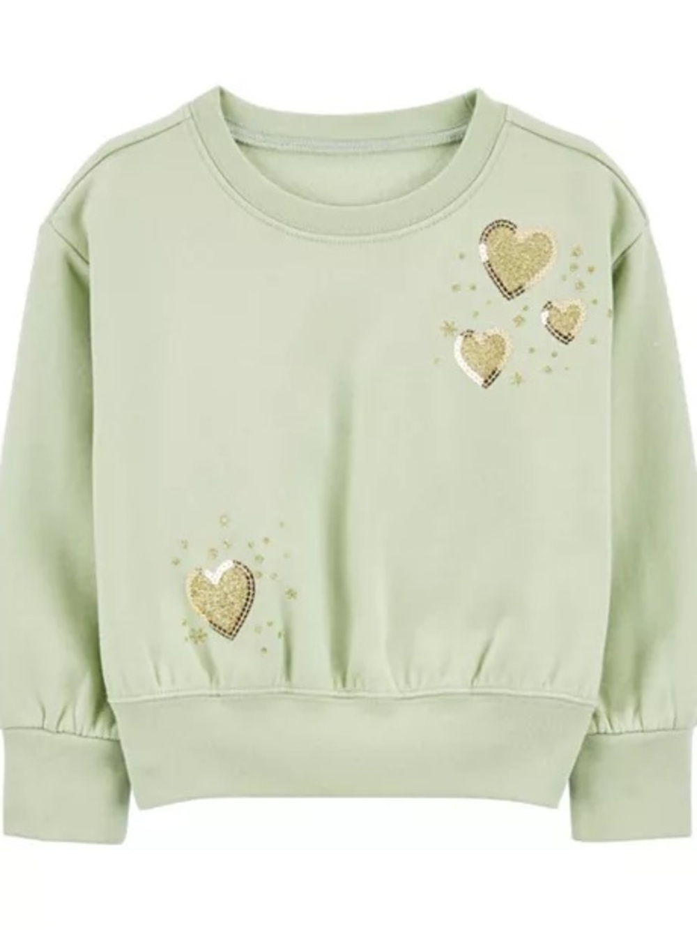 Carter's Light Green Sweatshirt with Gold Sequin Hearts